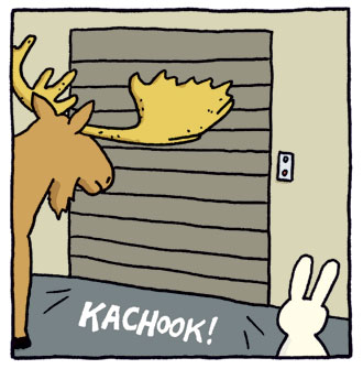 Kachook! The sound of a garage door closing.