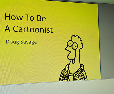 Cartooning talks at Opus Coquitlam